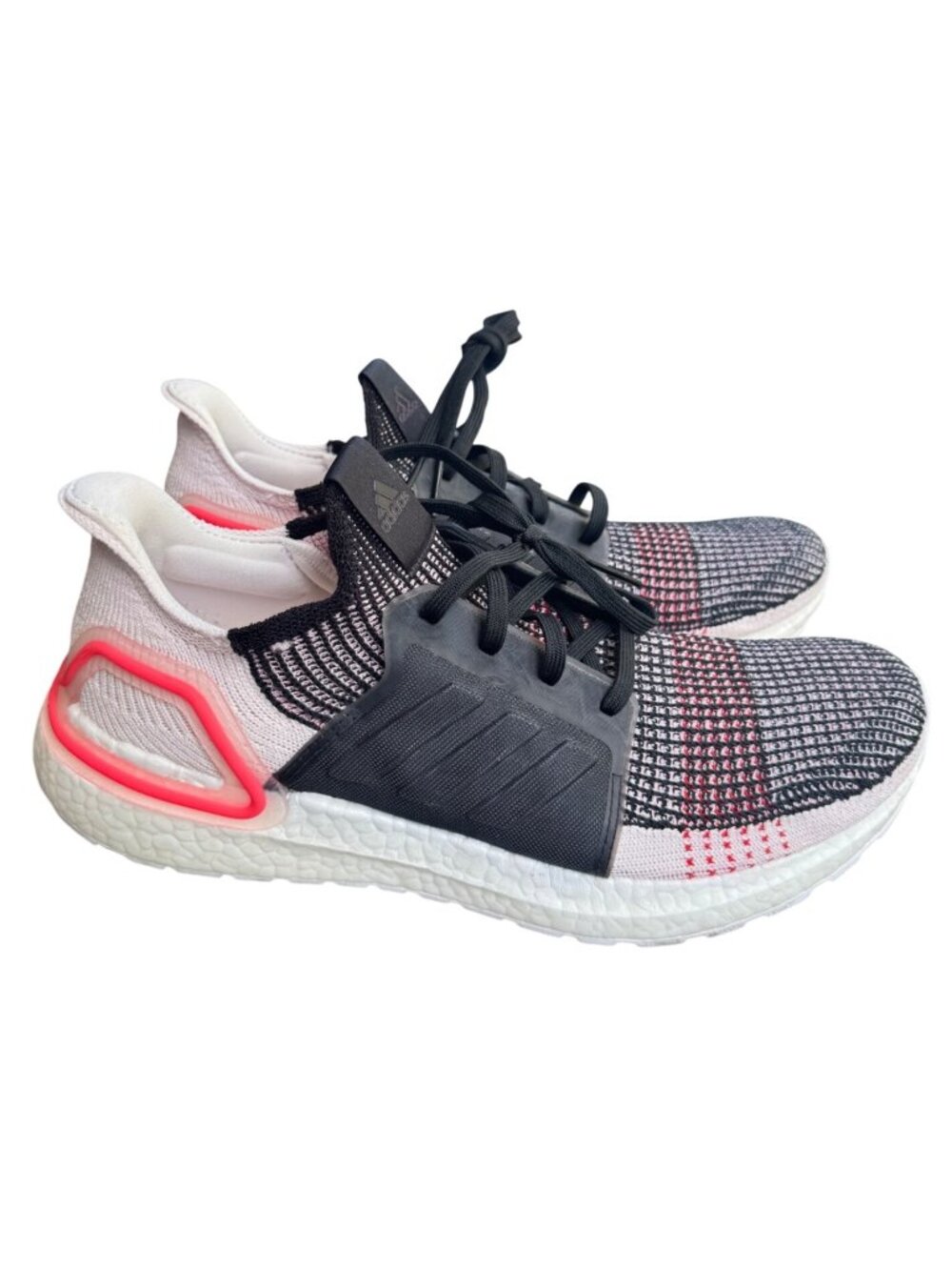 Adidas Ultraboost 19 Mens Running Shoes Sz 10 Black White Pink Primeknit Sneaker